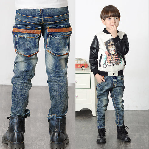 Boy Kids Blue Designed Pants Baby Casual Jeans