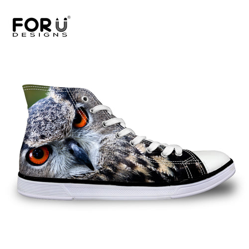 Men Cool 3D Animals Black Owl Printed Shoes