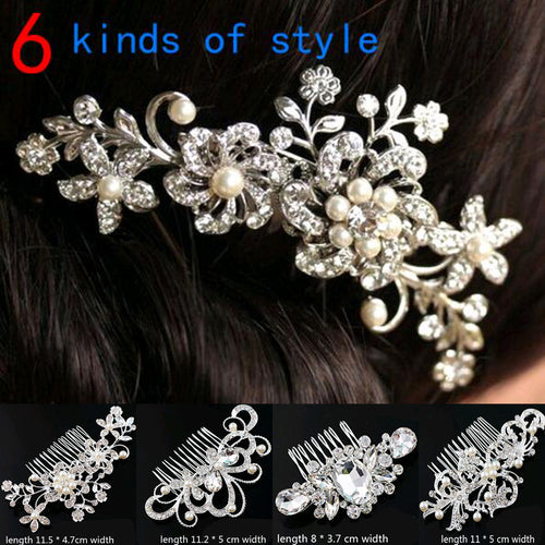 Women Wedding Silver Crystal Rhinestone Diamante Flower Hair Clip
