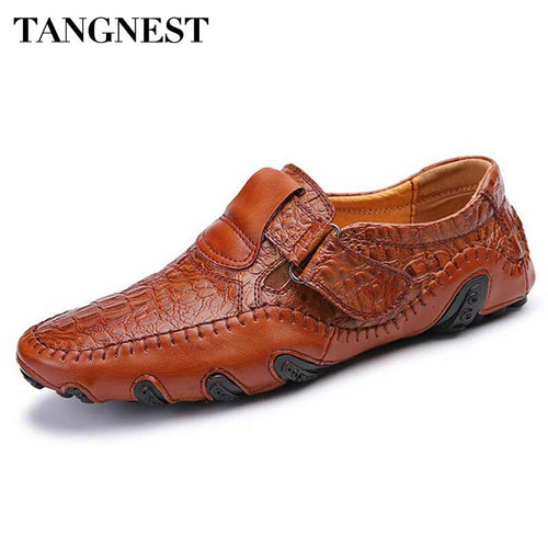 Men Genuine Leather Flats Casual Boat Shoes