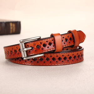 Women cow genuine leather pin buckle belts