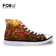 Men High-top Canvas Fashion Bee Print Lace-up Shoes