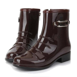Man Sequined Solid Mid-Calf Rain Boots
