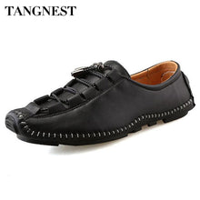 Men Square Toe Flats Fashion Handmade Leather Loafers Shoes