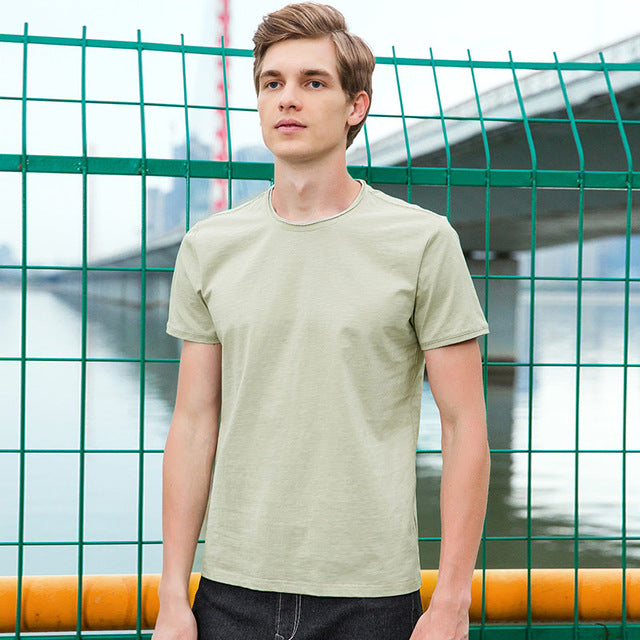 Men New solid brand clothing simple fashion T-shirt