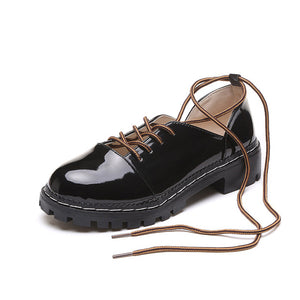 Women Oxfords Lace-Up Casual British Style Platform Shoes