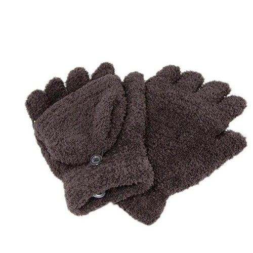Women  Girls Half Finger Flip Knitted Mittens gloves