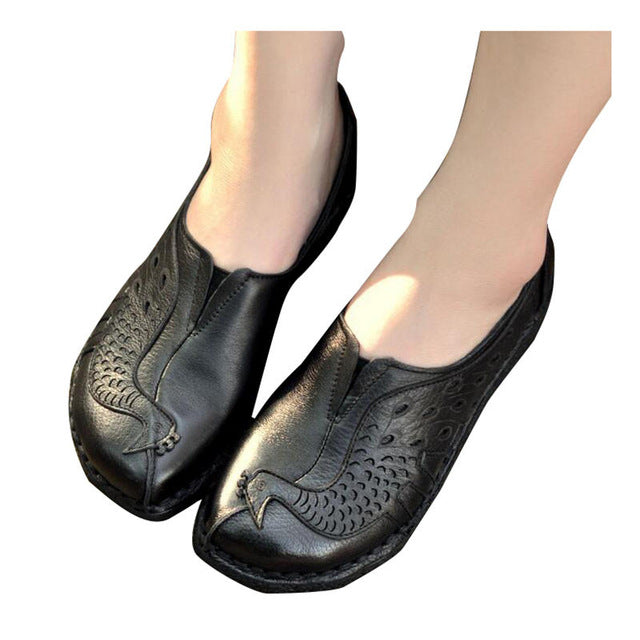 Woman Loafers Spring Top Soft PU Leather Flats Anti-Slippy Shoes
