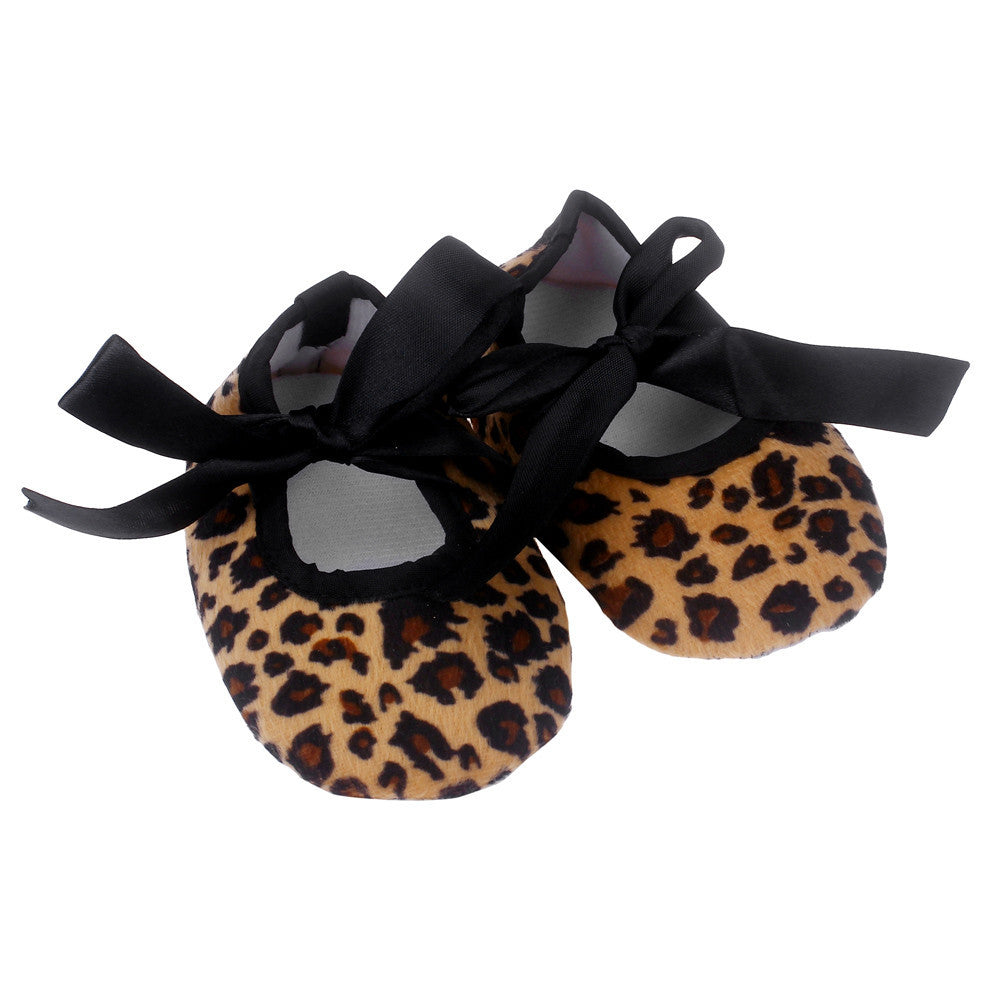 Girls Bowknot Leopard Printing Cloth Shoes baby shoes