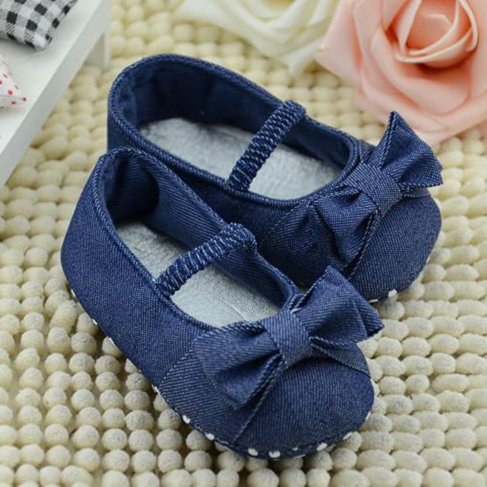 Girl Baby Bowknot Denim Toddler Princess First Walkers Shoes