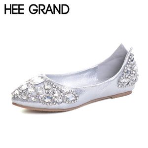 Casual Elegant Loafers Silver Crystal Ballet Flats Shoes