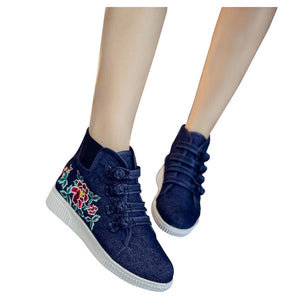 Woman Canvas Shoes Chinese Ethnic Style Rubber Shoes