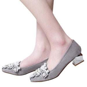Women Pumps Med Strange Heel Fashion PU Leather Shoes