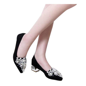 Women Pumps Med Strange Heel Fashion PU Leather Shoes