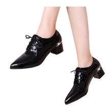 Women Pumps Pointed Toe PU Leather Fashion Lace -up Shoes