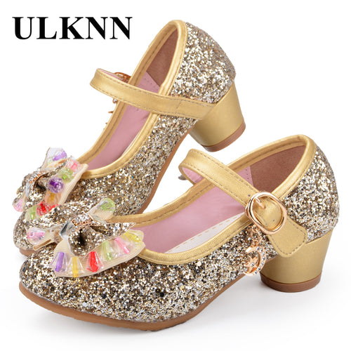 Girl Bowtie Candy Color Hight Heels Slip on Party Dance Sandals