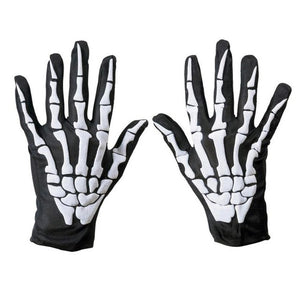 Men Fashion New Halloween Skull Bone Skeleton Goth Racing Full Finger Gloves
