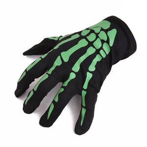 Men Fashion New Halloween Skull Bone Skeleton Goth Racing Full Finger Gloves