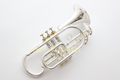 Taiwan Bach Corneta Cornet silver plated B flat Bb professional trumpet
