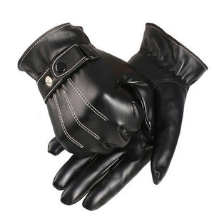 Mens Luxurious PU Leather Winter Super Driving Warm Gloves