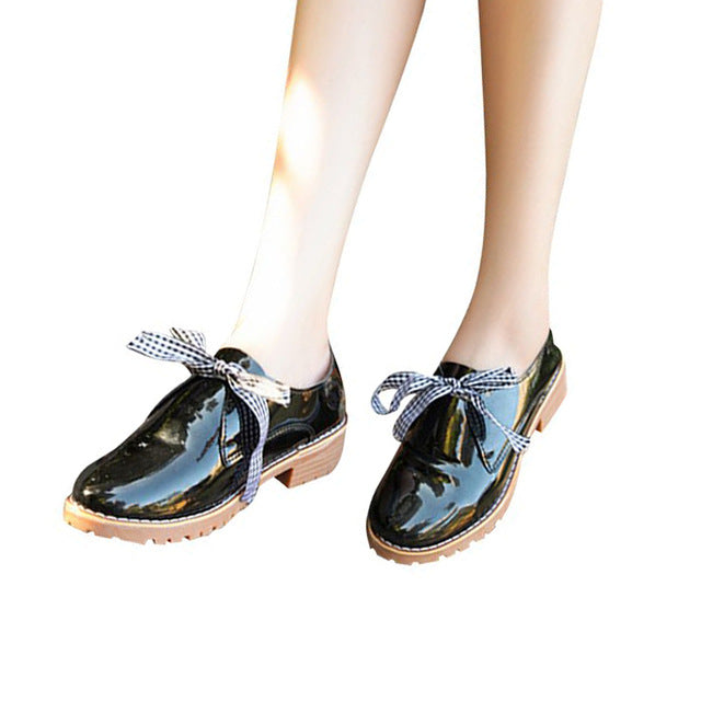 Women Pumps With Bowtie Patent Leather Shoes