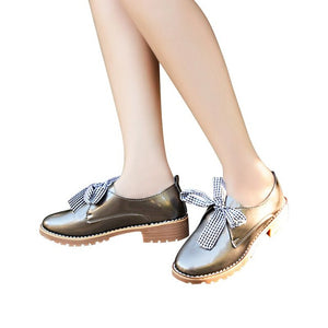 Women Pumps With Bowtie Patent Leather Shoes