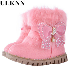 Girl snow winter warm Flat with round toe zip kids shoes