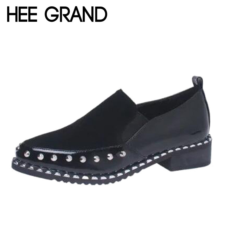 Women Rivet Decoration Pointed Toe Women Thick Heel Shoes