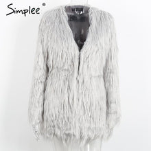 Women Elegant faux fur coat
