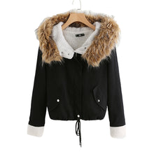 Women Fleece Lined Jacket With Faux Fur Trim Hood
