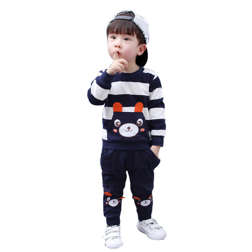 Girl & Boy Striped Bear Tops+pants Outfits Children Clothing