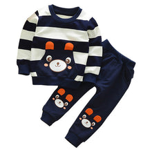 Girl & Boy Striped Bear Tops+pants Outfits Children Clothing