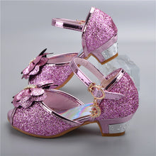 Girl Butterfly Glitter Peep-toe Low Heels Fille Sandal