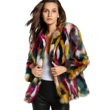 Women Elegant Colorful Faux Fur Coats