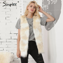 Women Chic fake fur vest female fluffy winter coat