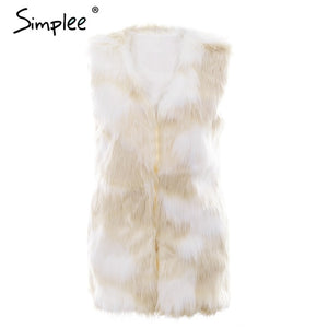 Women Chic fake fur vest female fluffy winter coat
