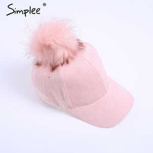 Women pink suede baseball cap