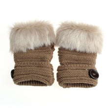 Women Warm Winter Faux Rabbit Fur Wrist Fingerless Gloves