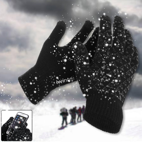 Men Male Winter Warm Fleece Lined Thermal Knitted Gloves