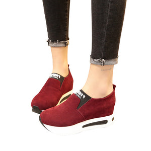 Woman Vintage Loafer Platform Creepers Solid Slip On Flats Shoes