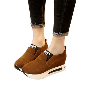 Woman Vintage Loafer Platform Creepers Solid Slip On Flats Shoes