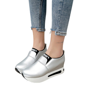 Woman Vintage Loafer Platform Creepers Solid Slip On Flats Shoes
