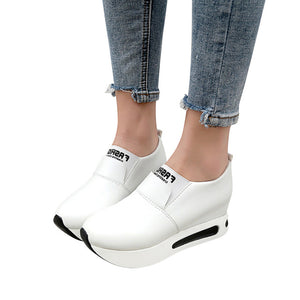 Woman Vintage Loafer Platform Creepers Solid Slip On Flats Shoes