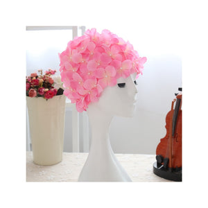 Women Fashionable Swim Cap Floral Petal Stylish Swimming Hat