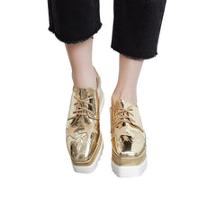 Women Gold Creepers Platform Casual Shoes