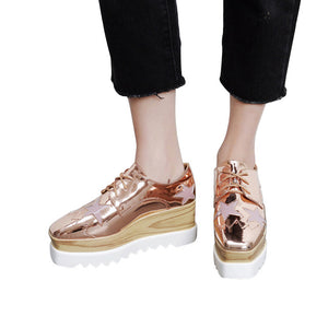 Women Gold Creepers Platform Casual Shoes