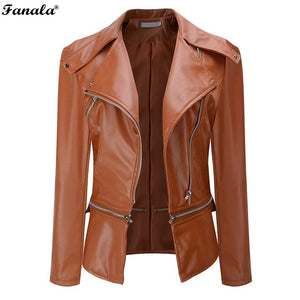 Women Leather Zipper Jacket
