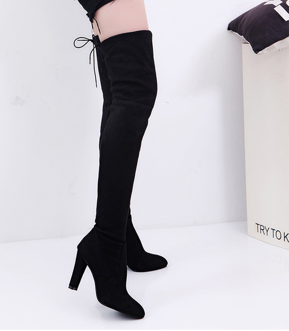 Women Stretch Faux Slim High Boots