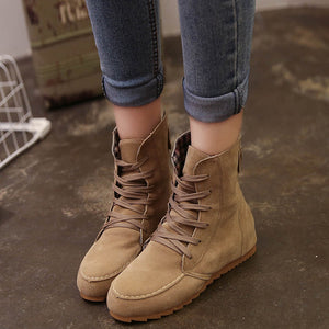 Women Flat Ankle Snow Motorcycle Boots