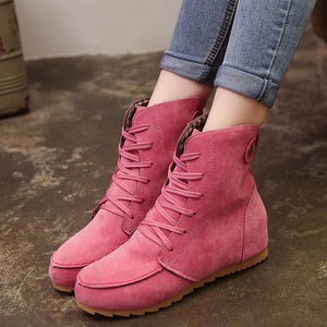 Women Flat Ankle Snow Motorcycle Boots